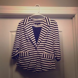 Black and White Striped Blazer